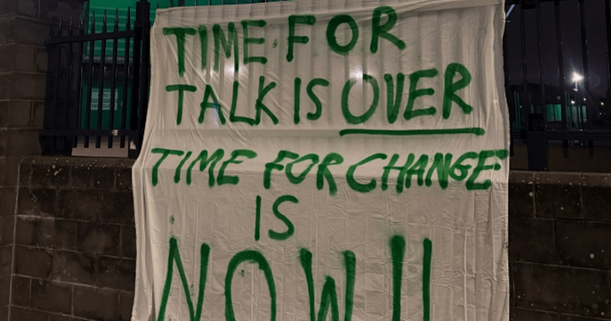 Celtic fans take board aim in fresh banner protest at Parkhead as they tell supporters ‘give them hell’
