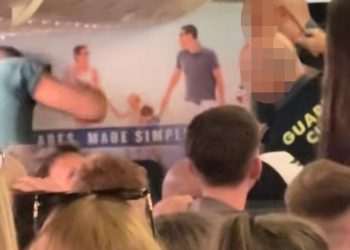 ‘Drunk’ Ryanair passenger filmed punching police officer after ‘lovers’ tiff’ row on plane
